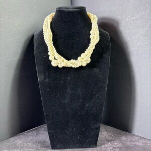 VTG Pearl Multi Strand Necklace 16″ Adjustable Cream Ball Clasp • Wedding Bridal